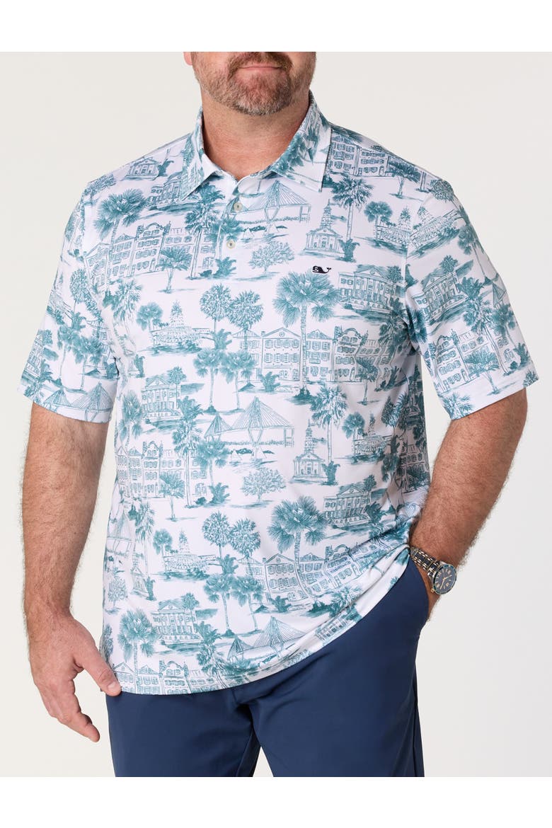Big & Tall Printed Sankaty Performance Polo Shirt V2, Main, color, LODEN CHARLESTON
