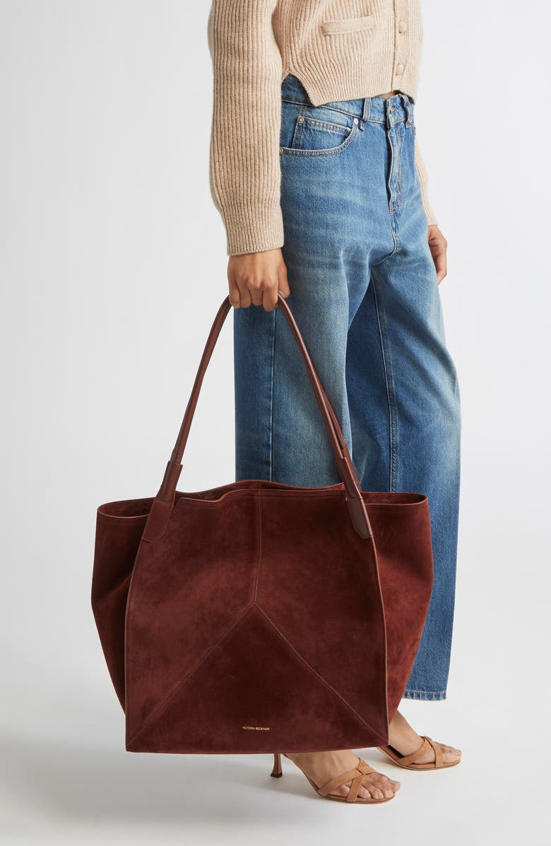 Victoria Beckham Victoria Sue Suede Tote, Alternate, color, Dark Brown