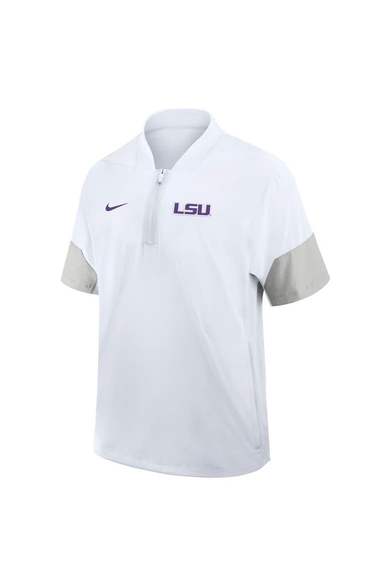 Men's Nike White LSU Tigers 2025 Sideline Short Sleeve Quarter-Zip Coach Jacket, Alternate, color, White