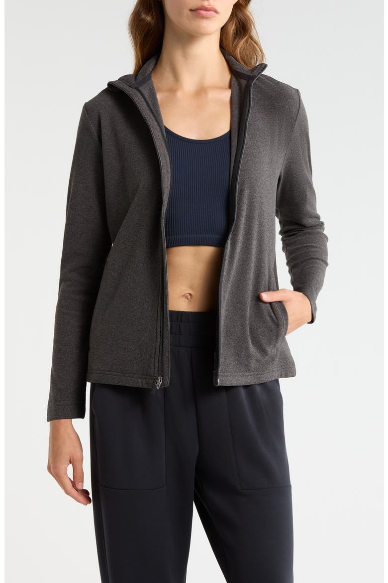 Emily Zip-Up Sweatshirt, Main, color, BLACK-HEATHER