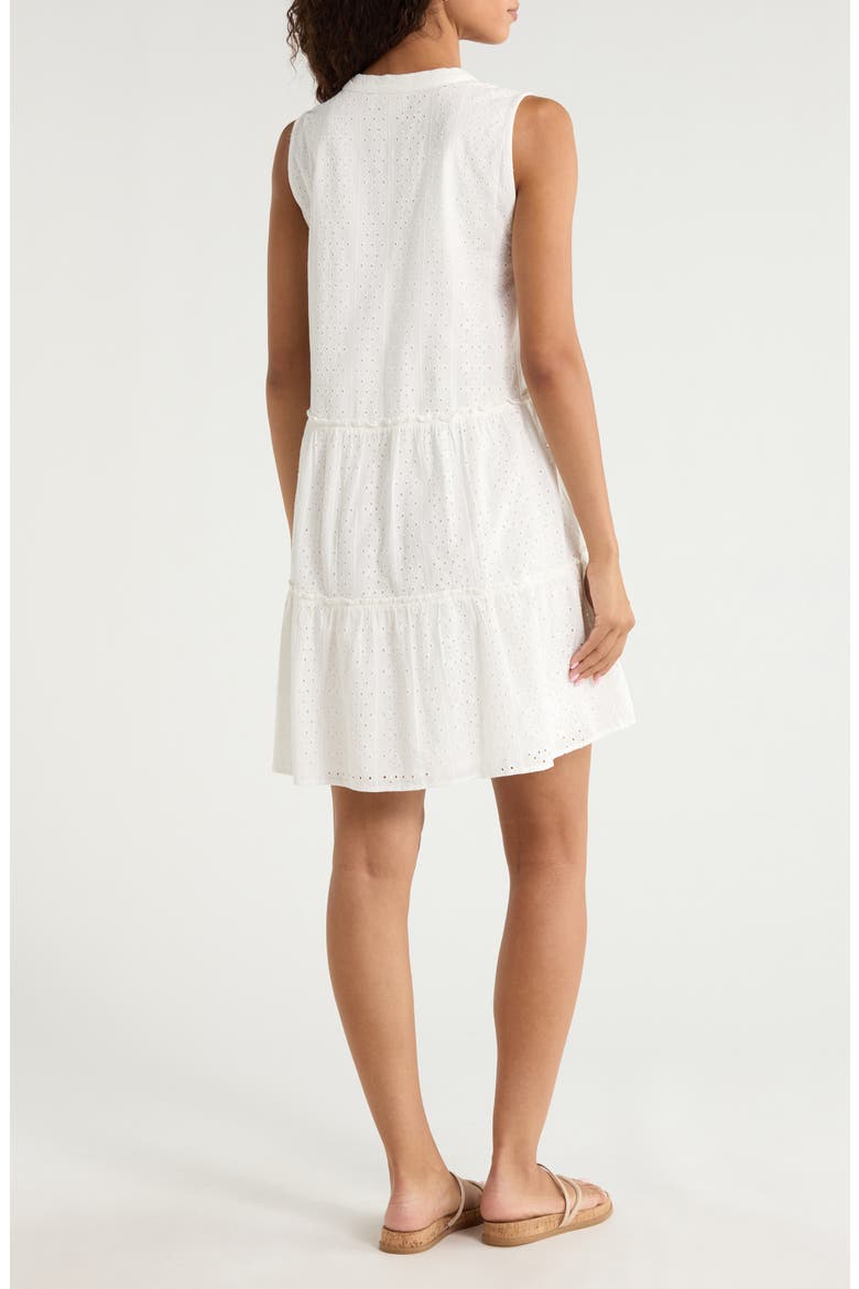 Eyelet Tiered Sleeveless Cover-Up Minidress, Alternate, color, WHITE