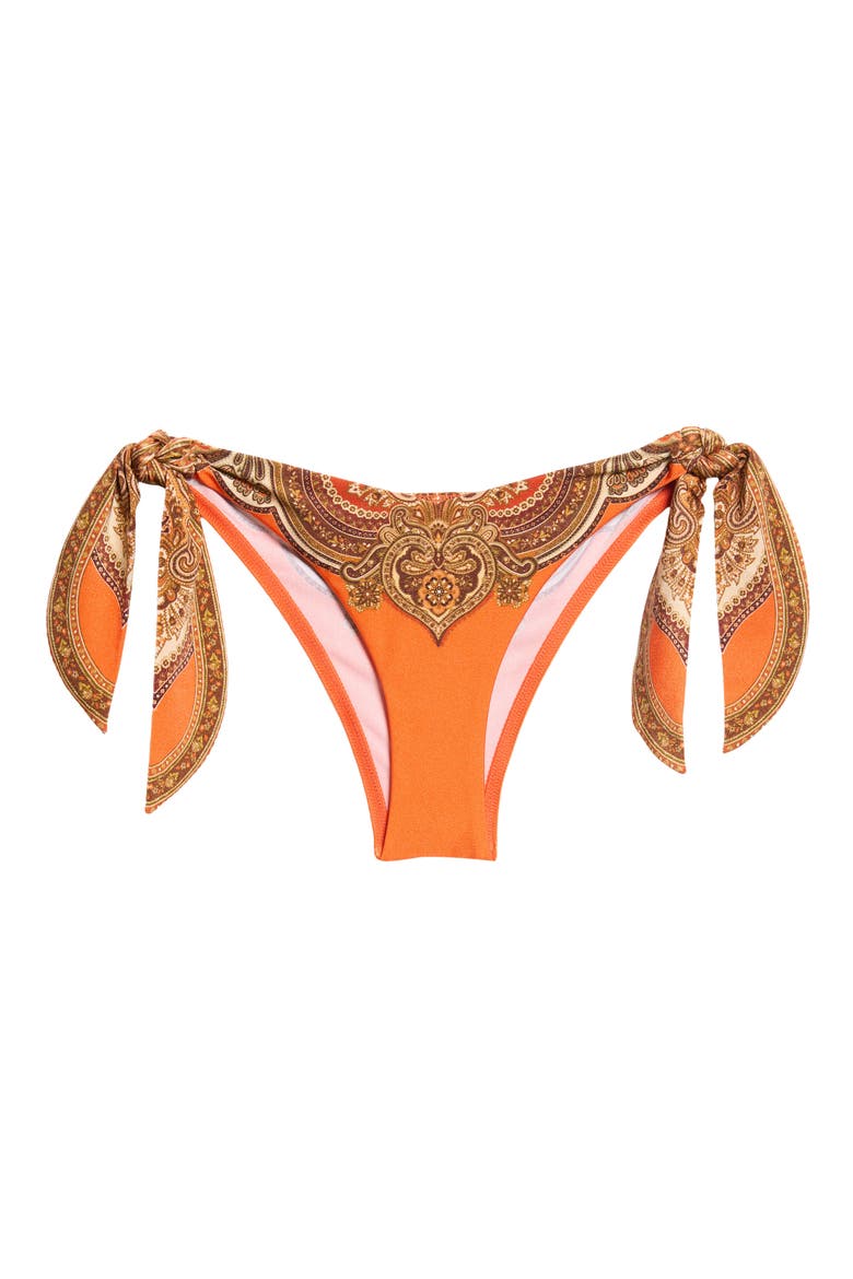Mahon Scarf Tie Bikini Bottoms, Main, color, TANGERINE PAISLEY