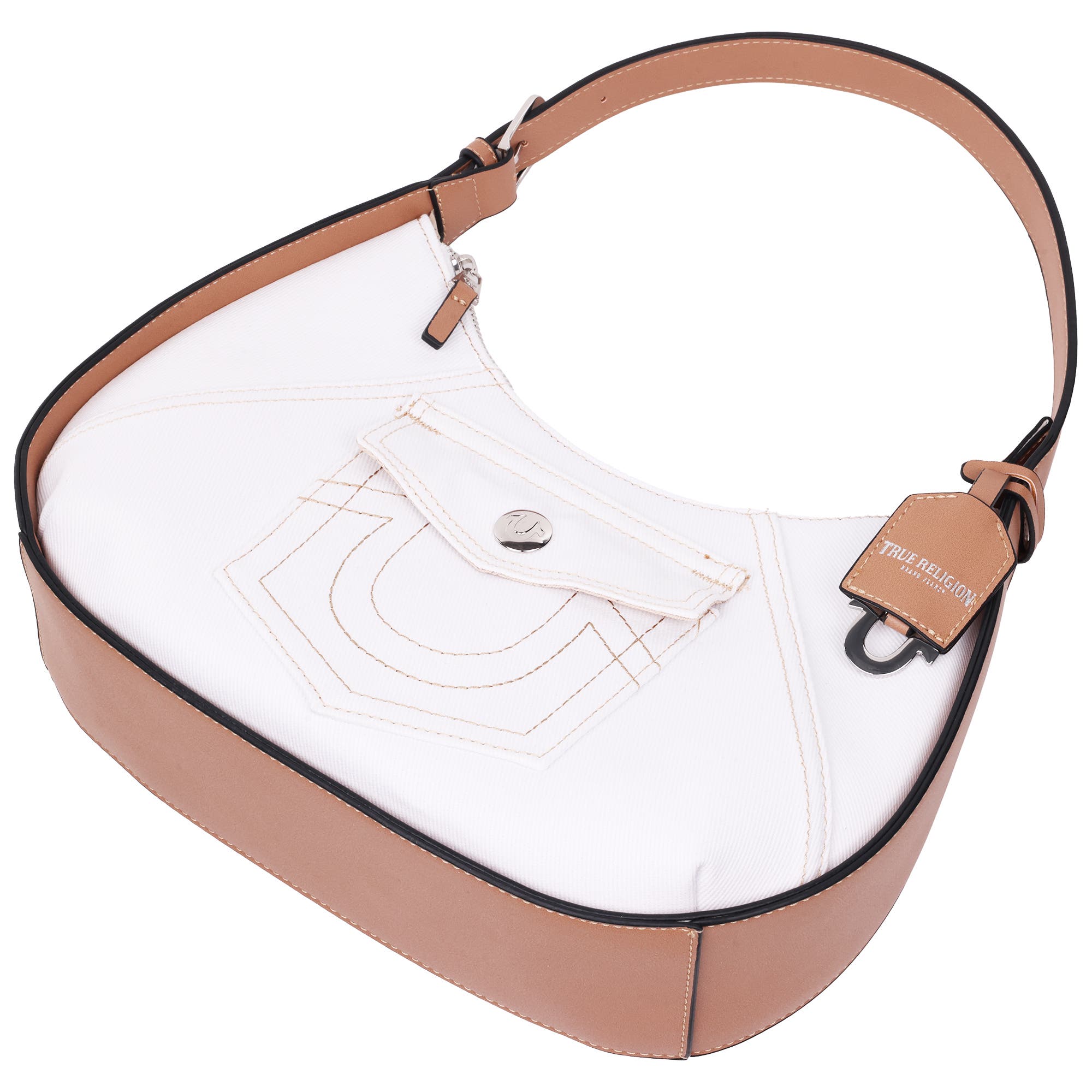 True Religion Horseshoe Pocket Medium Hobo, Alternate, color, White