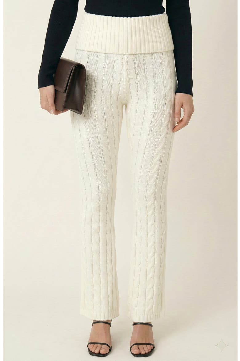 Cable Knit Pull On Pants, Main, color, White