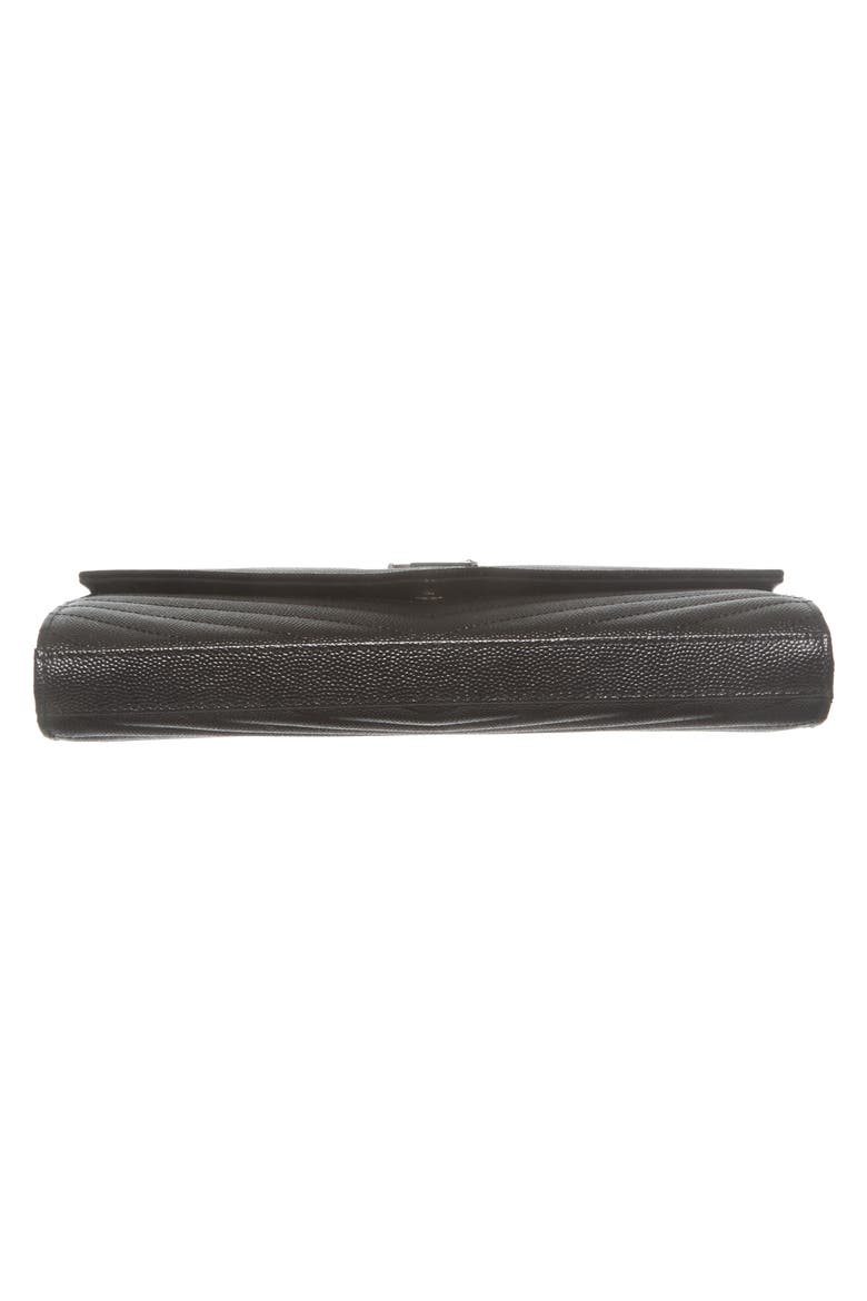 Cassandre Matelassé Leather Wallet on a Chain, Alternate, color, NOIR