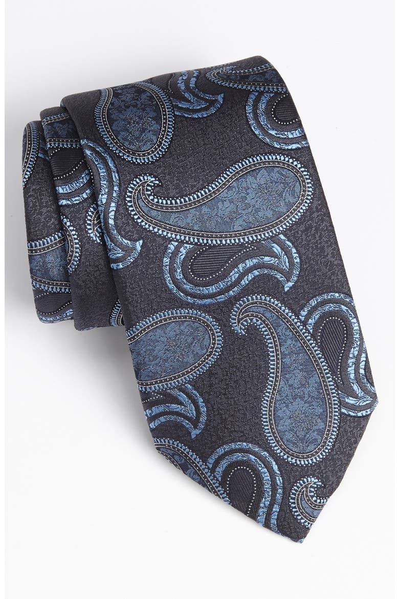 Ermenegildo Zegna Woven Silk Tie, Main, color, DARK GREY