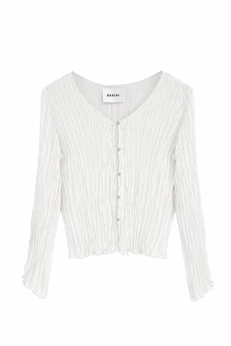 Maya pleated cardigan, Main, color, white