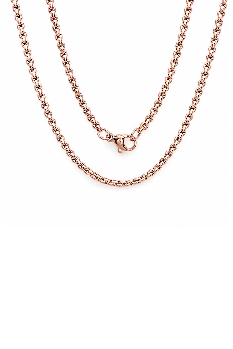 Stainless Steel Box Chain Necklace, Main, color, ROSE GOLD