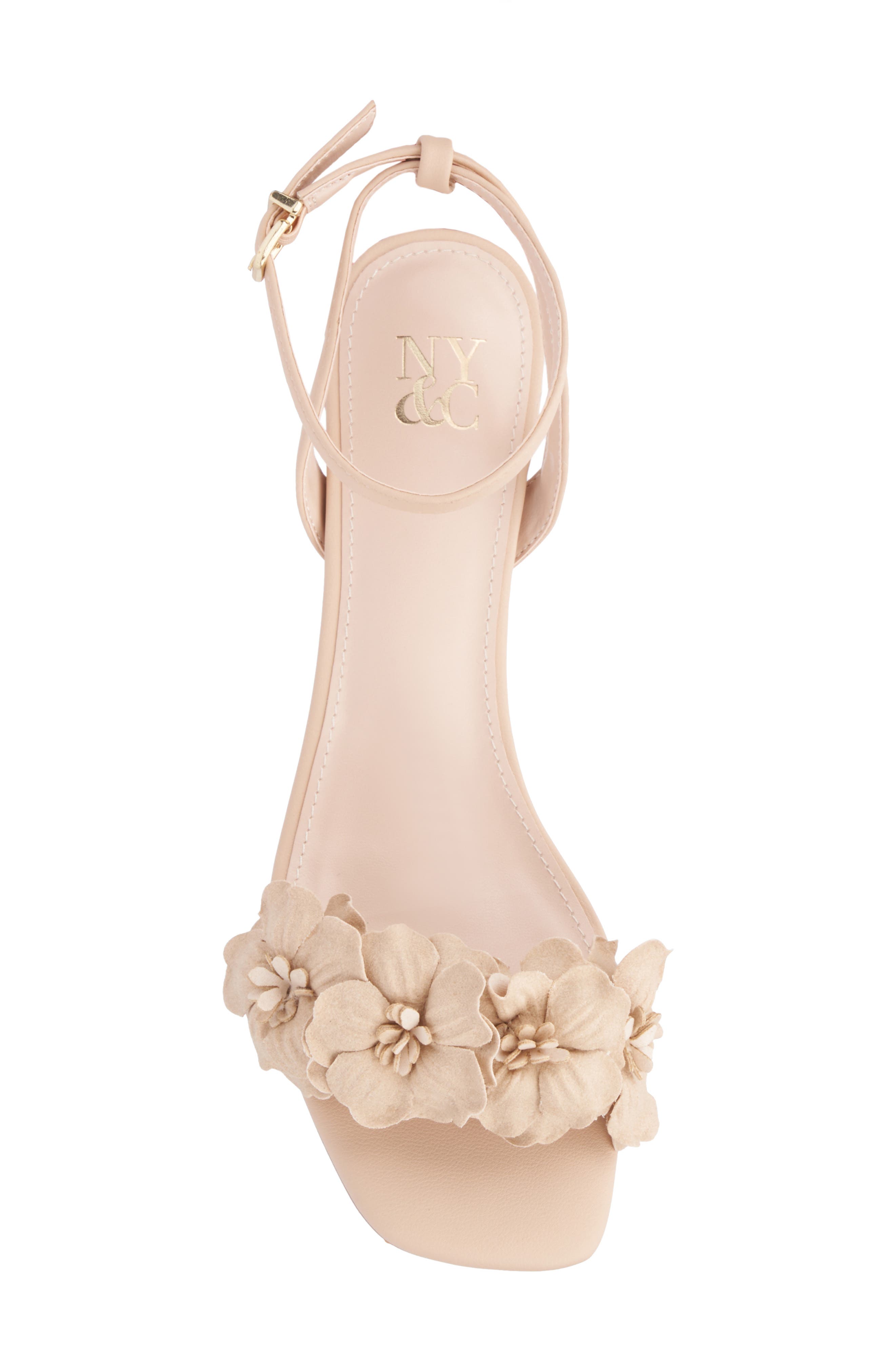 NEW YORK AND COMPANY Gwendolyn Flower Strap Sandal, Alternate, color, Beige
