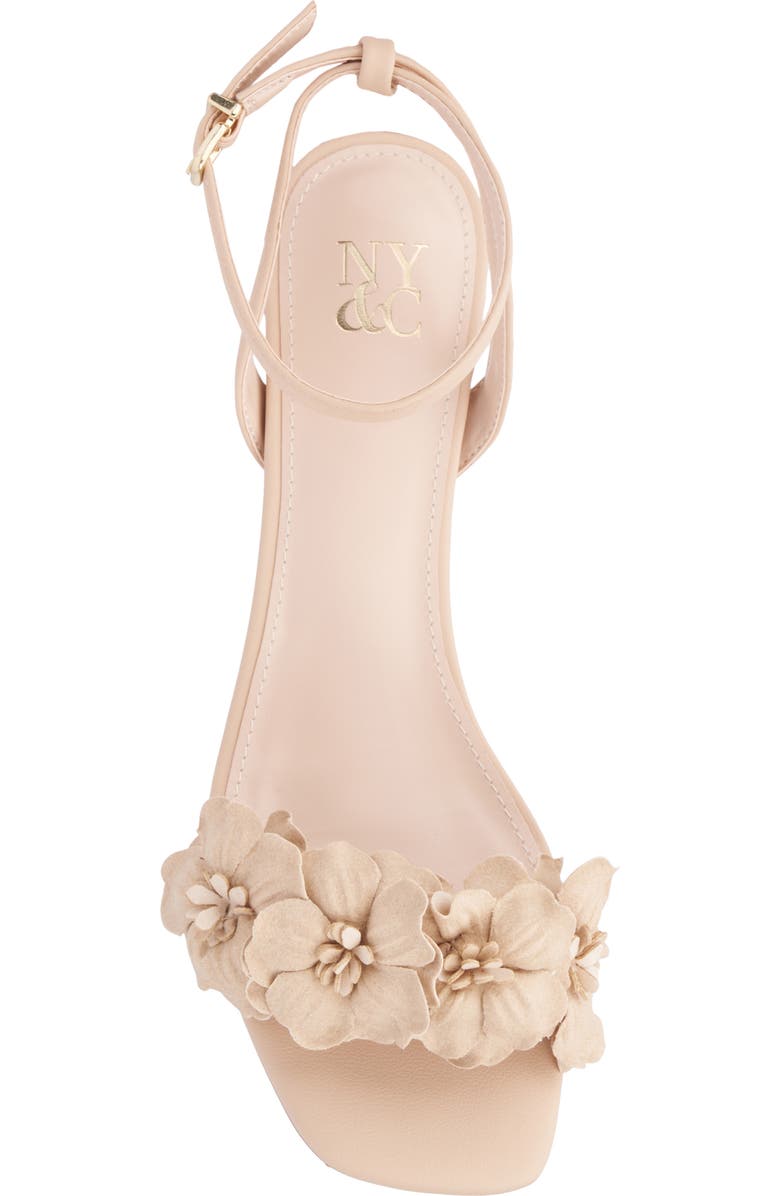 NEW YORK AND COMPANY Gwendolyn Flower Strap Sandal, Alternate, color, Beige