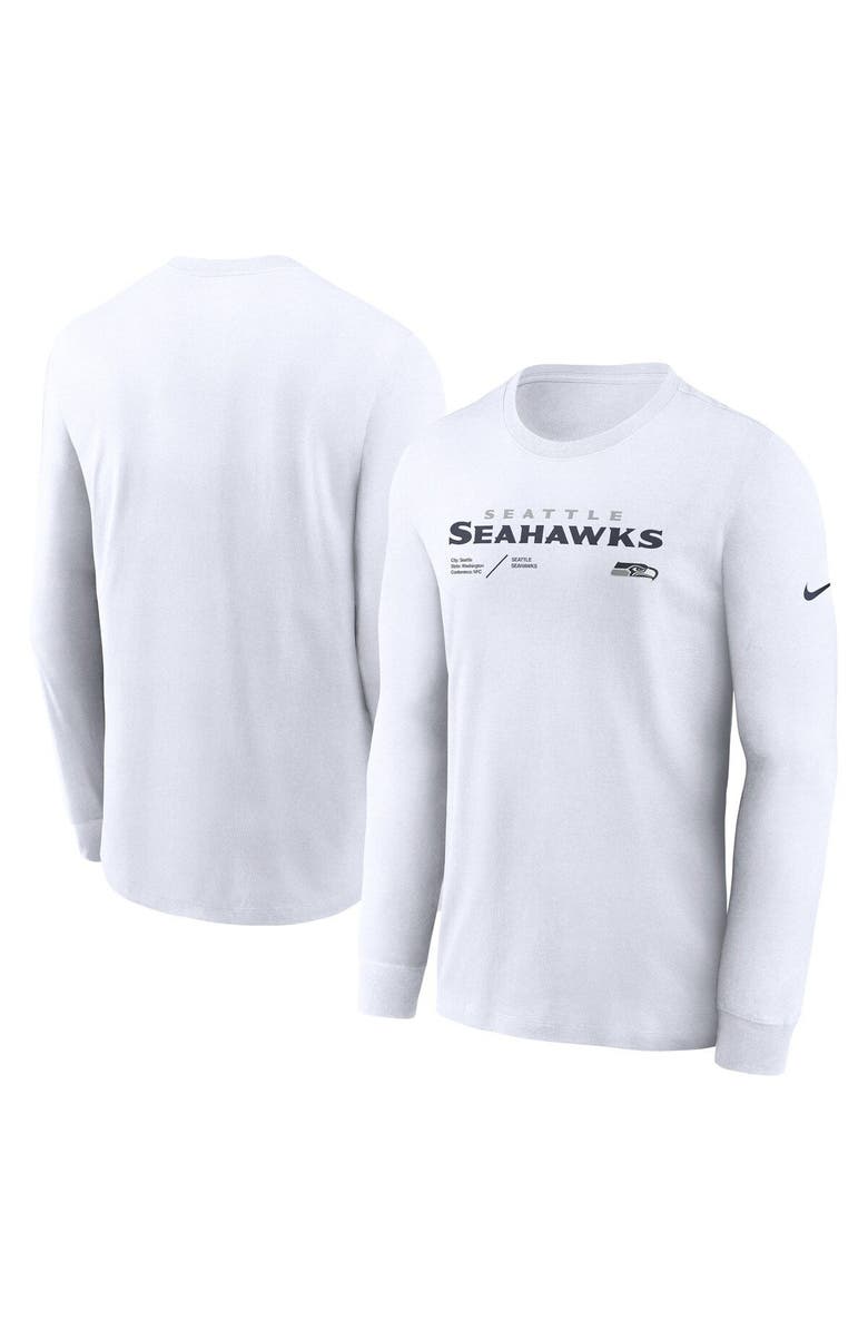 Nike Men's Nike Silver Seattle Seahawks Sideline Infograph Lock Up Performance Long Sleeve T-Shirt, Main, color, White