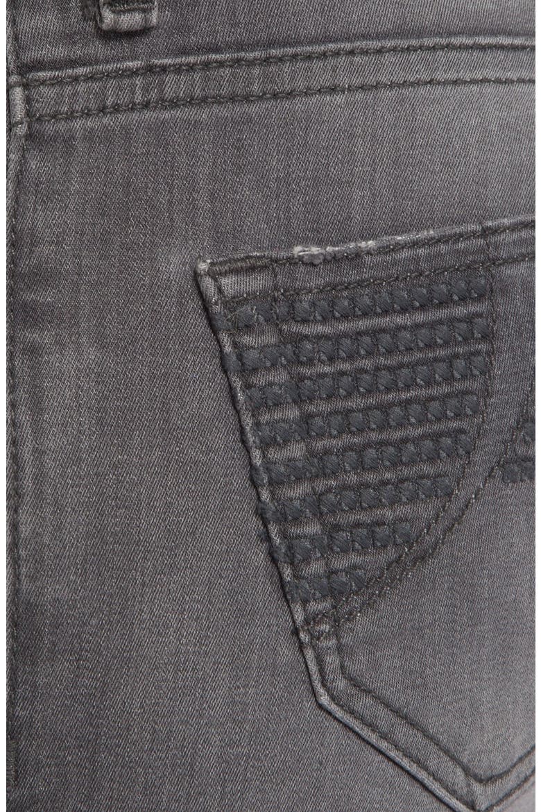 'Jaw' Embroidered Pocket Skinny Jeans, Alternate, color, GRIS FONCE