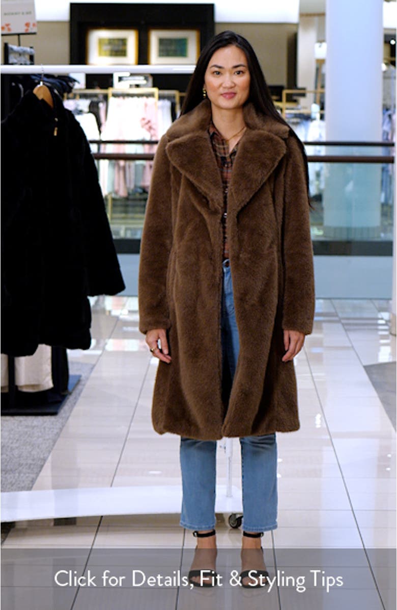 Reefer Faux Fur Longline Coat, sales video thumbnail