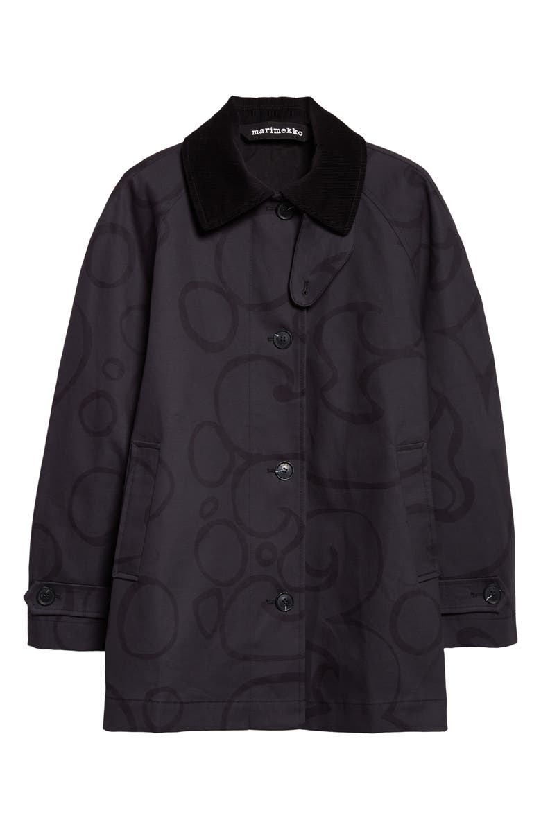 Marimekko Essee Keidas Water Resistant Floral Cotton Coat, Alternate, color, Black