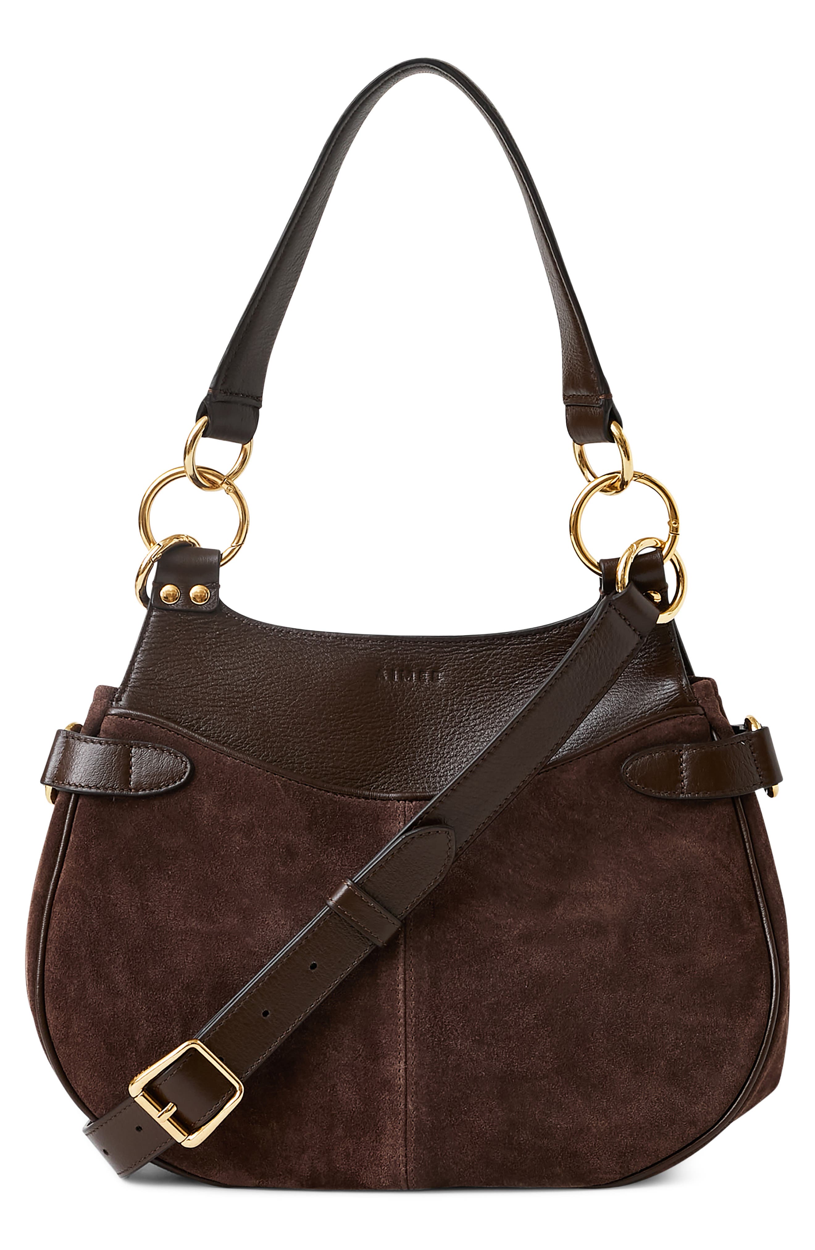 Dash Convertible Leather Crossbody Bag, Alternate, color, FUDGE SUEDE