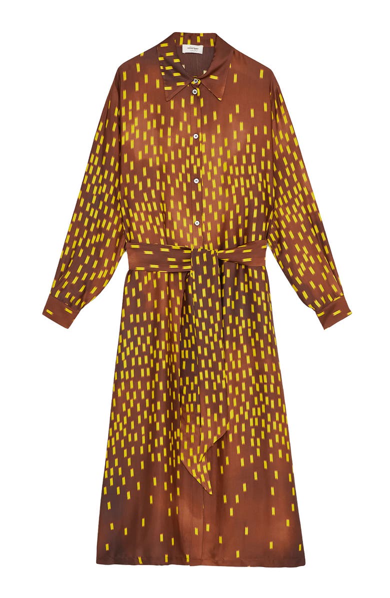 ottod'Ame Viscose Long Chemisier With Sash, Alternate, color, Brown