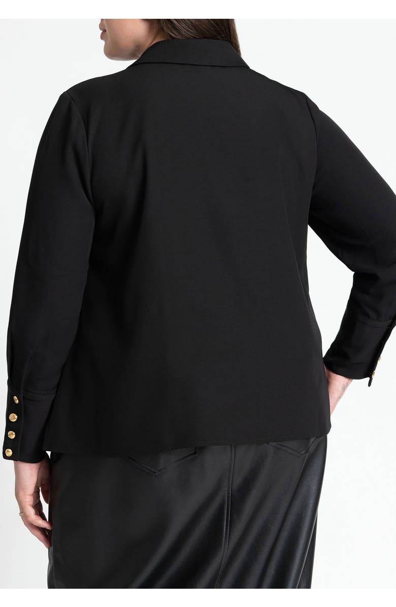 ELOQUII Pointed Collar Button Up Shirt, Alternate, color, Totally Black