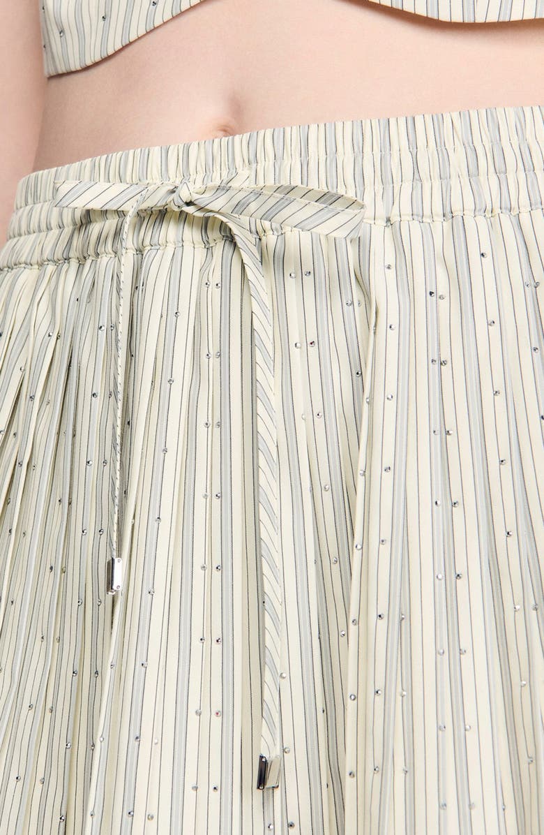 SANDRO Short rhinestone striped skirt, Alternate, color, Ecru