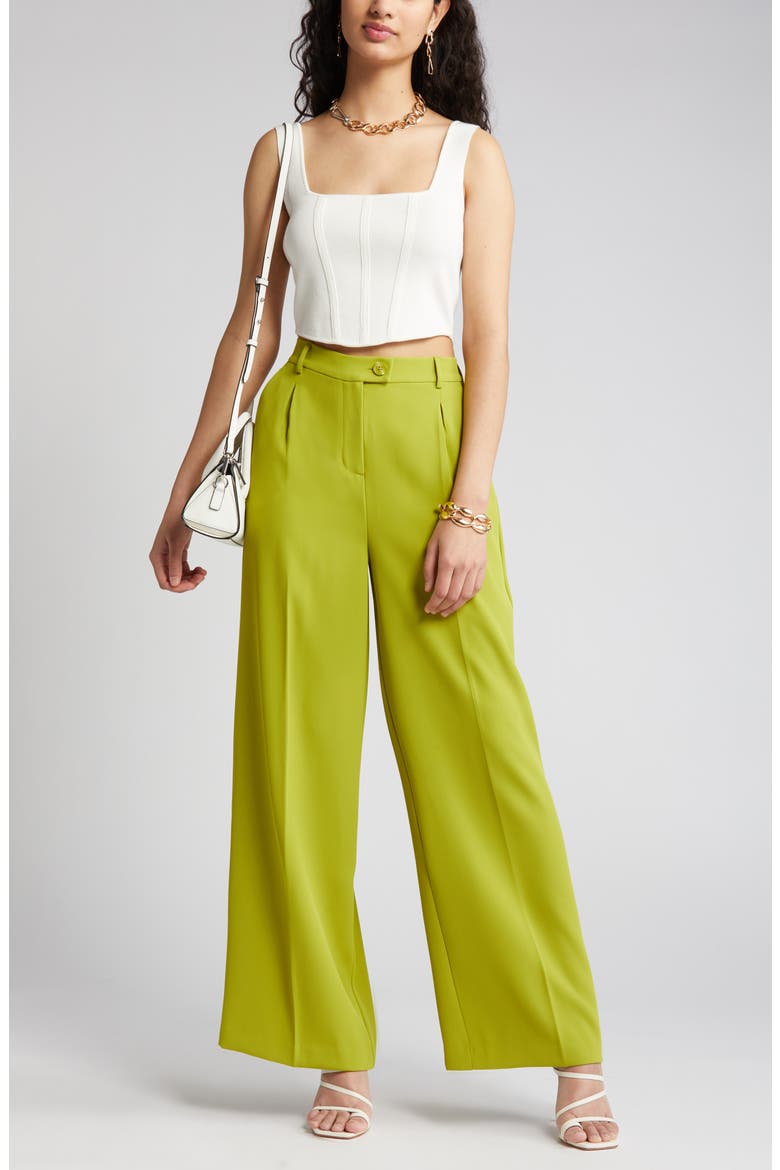 Wide Leg Work Pants, Main, color, OLIVE SEED