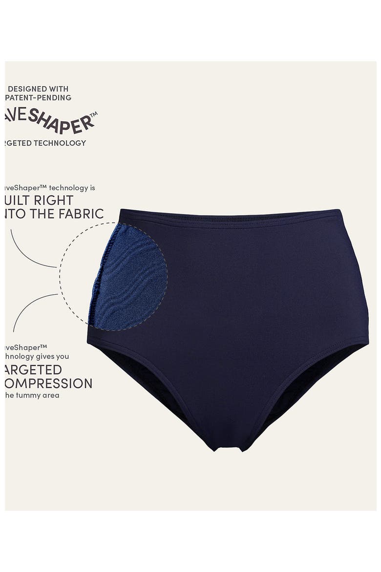 Sculpting Suit Chlorine Resistant Targeted Control Retro High Waisted Bikini Swim Bottoms, Alternate, color, Deep Sea Navy