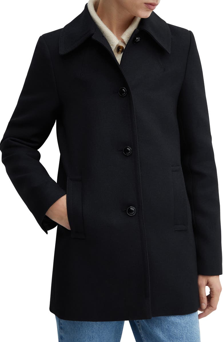 MANGO Shirt Collar Coat, Main, color, Dark Navy