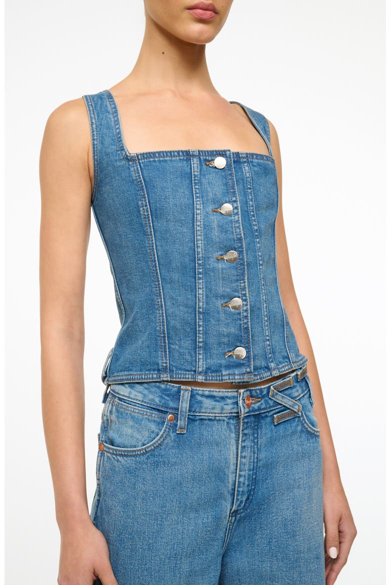 + Wrangler Denim Trucker Top, Alternate, color, INDIGO WASH