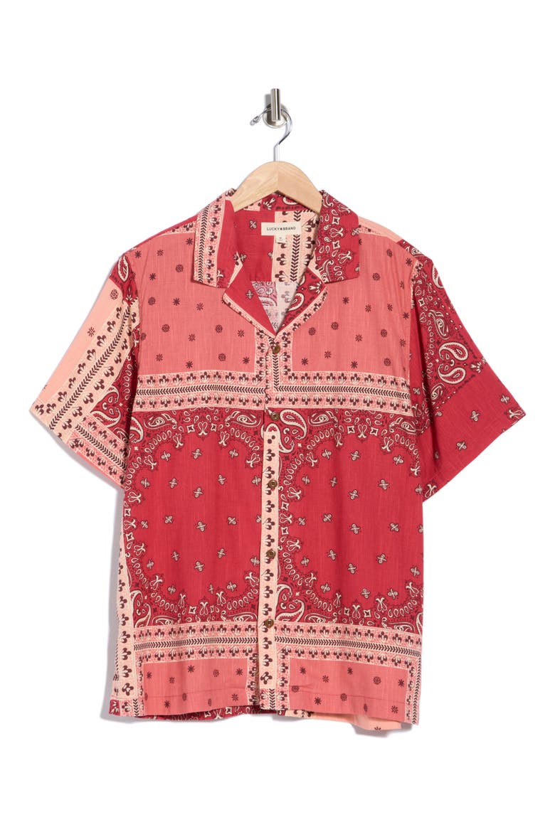 Bandana Print Camp Shirt, Alternate, color, FADED ROSE