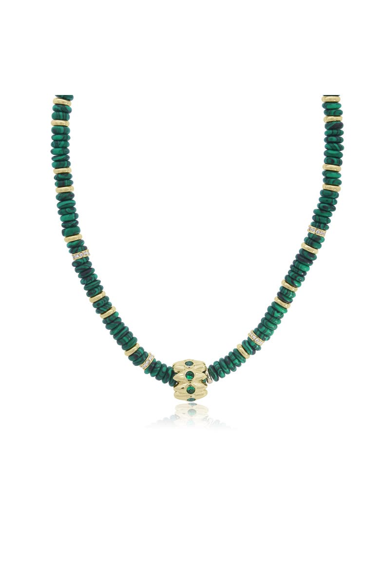 Malachite Bead Rondel Necklace, Main, color, Malachite