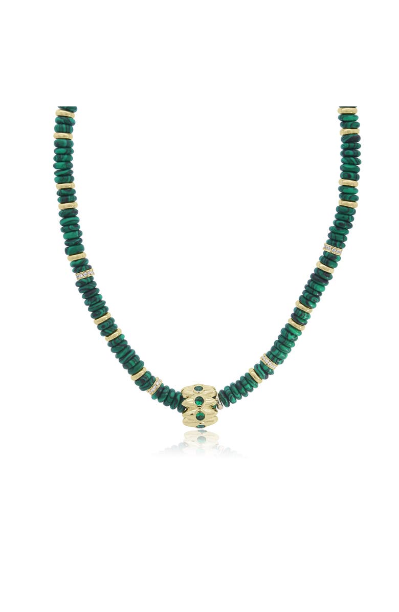 The Lovery Fine Jewelry Malachite Bead Rondel Necklace, Main, color, Malachite