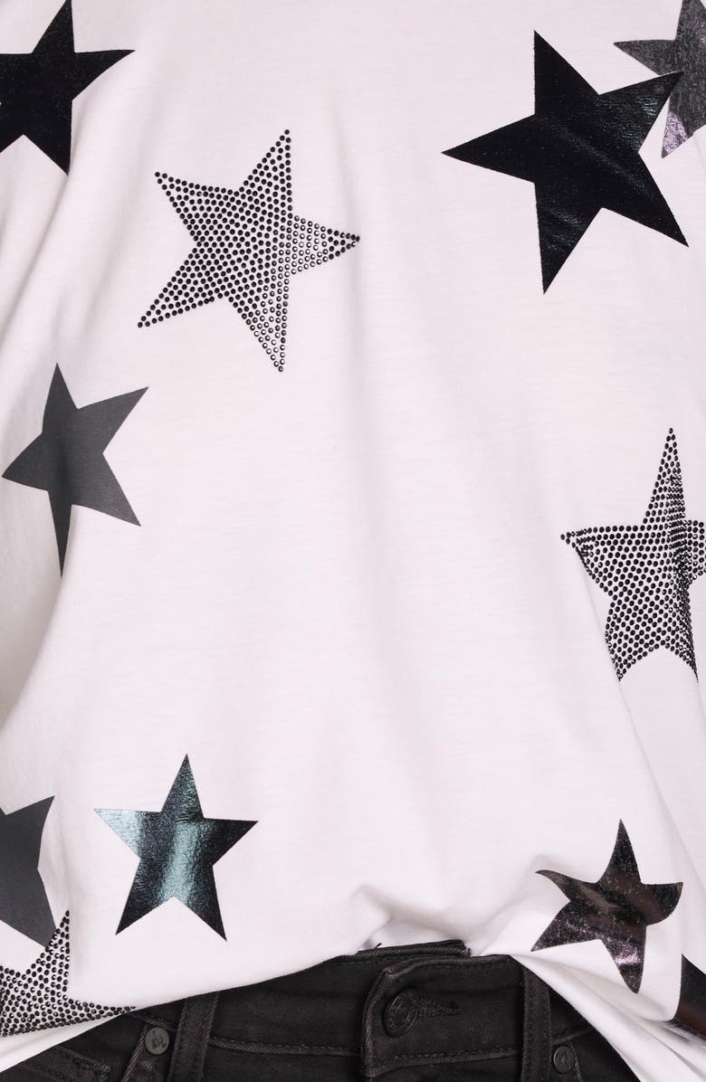 Lauren Moshi Wolf X Black Crystal Multi Stars Top, Alternate, color, White