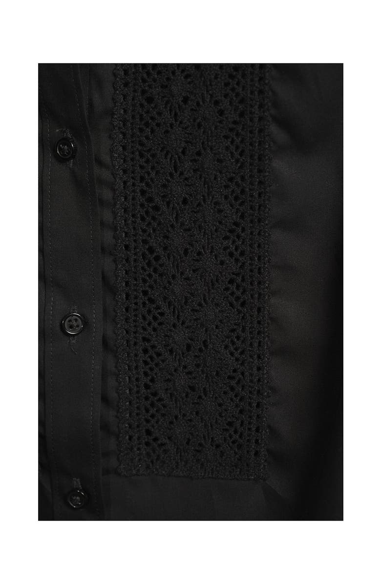 Lands' End Sleeveless No Iron Shirt with Lace Inset, Alternate, color, Black