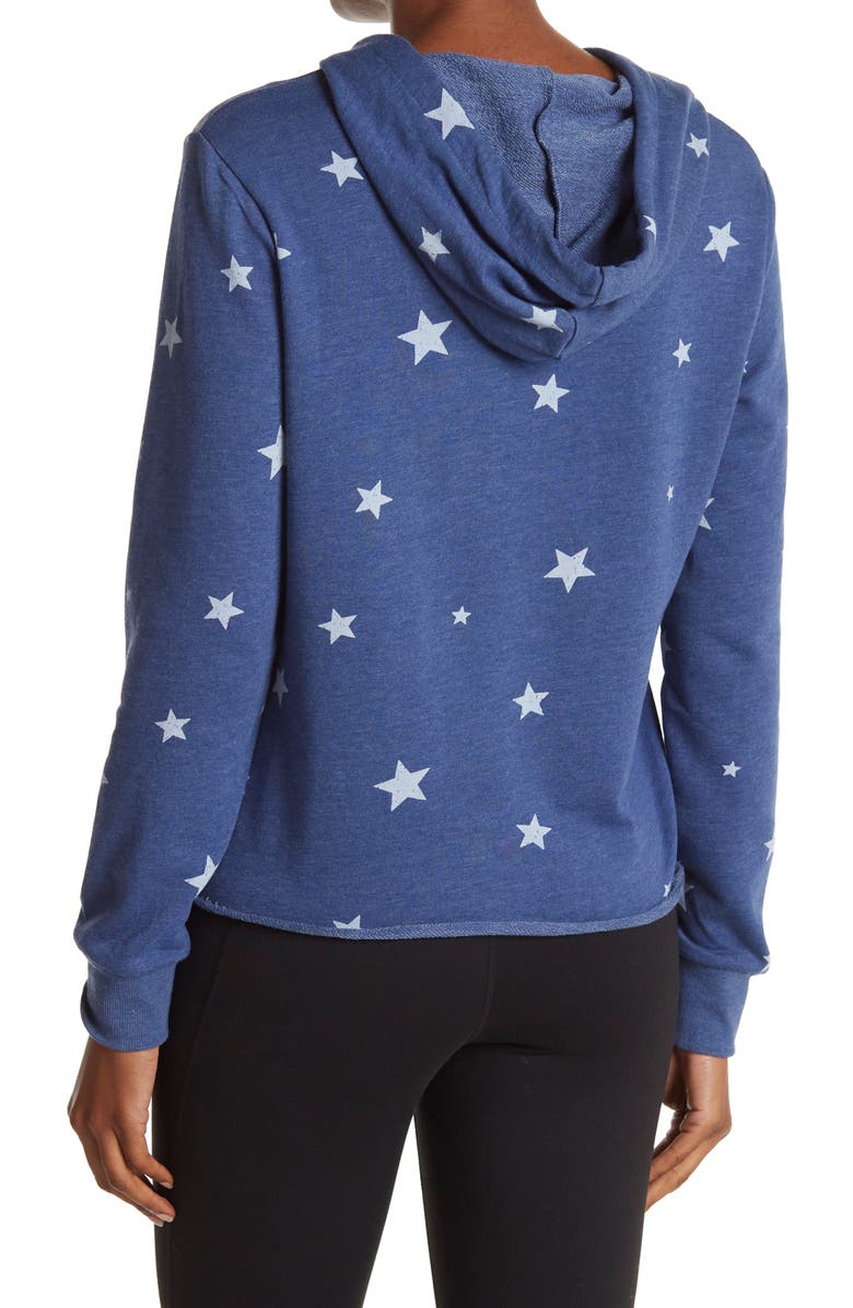 Alternative Star Print Raw Edge Hoodie, Alternate, color, 