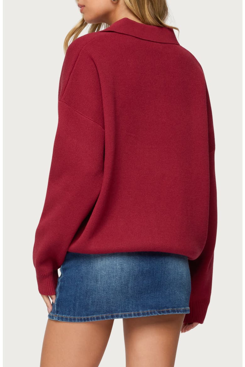 Lorie Oversize Polo Sweater, Alternate, color, RED