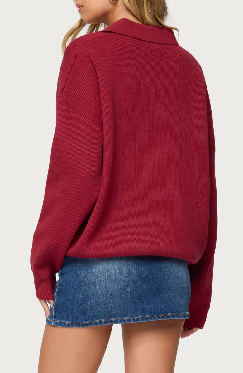 EDIKTED Lorie Oversize Polo Sweater, Alternate, color, Red