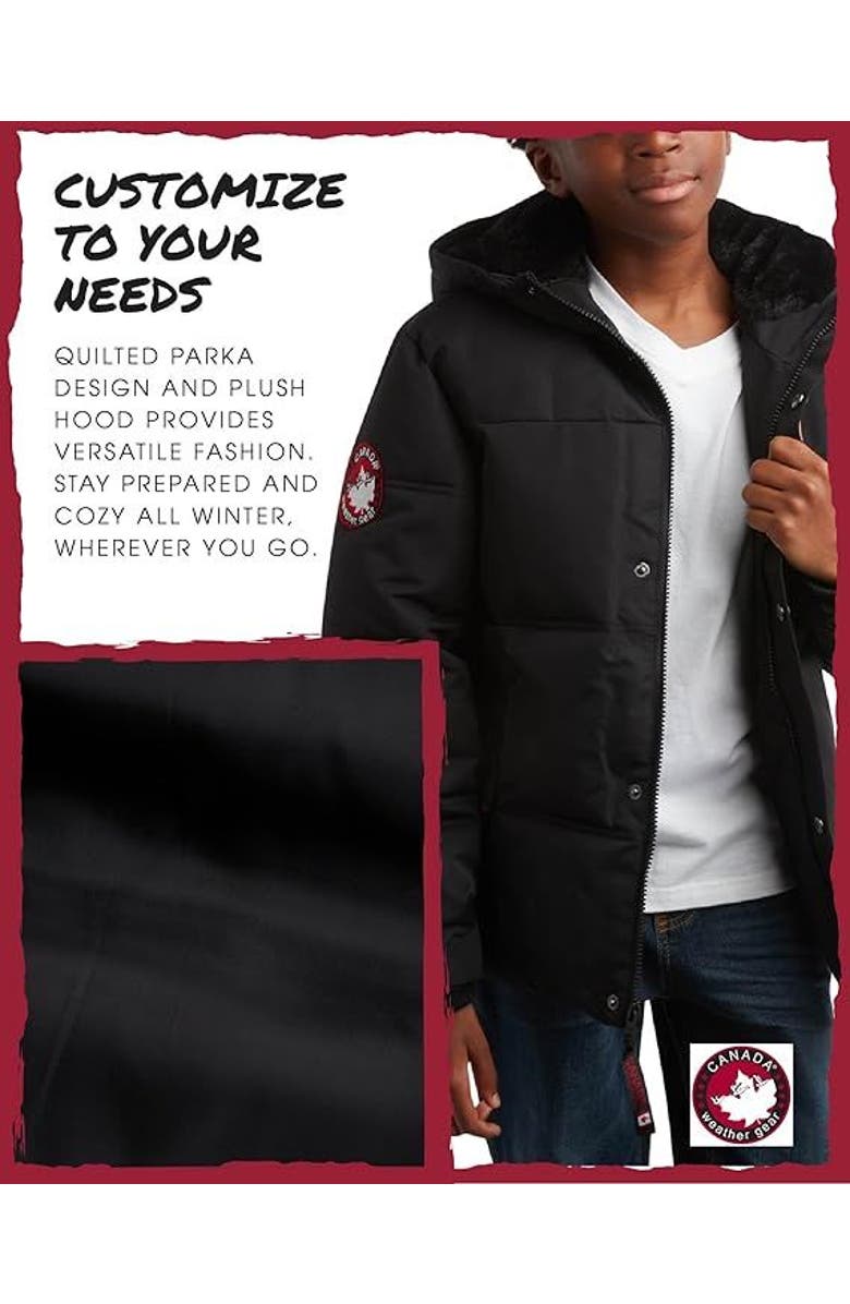 CANADA WEATHER GEAR Boys' Puffer Insulated Ski Jacket, Alternate, color, Black