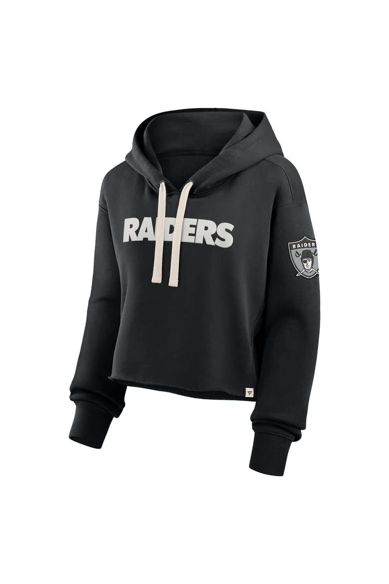 Women's Fanatics Black Las Vegas Raiders Oversized Hometown Heritage Cropped Hoodie, Alternate, color, Black