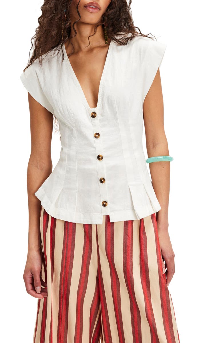 Free People Dylan Peplum Vest, Main, color, Ivory