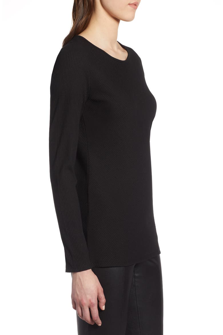 Long Sleeve Knit Cotton Tee, Alternate, color, BLACK