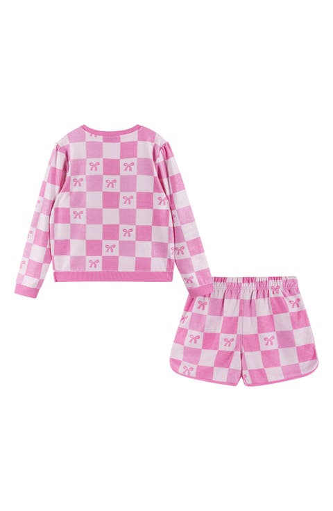 Kids' Textured Terry Long Sleeve Pullover & Shorts Set (Big Kid)