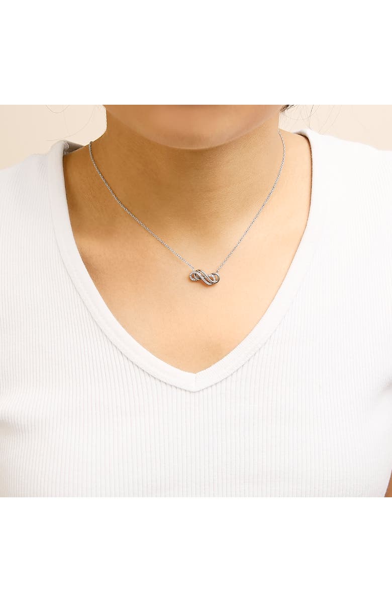 Haus of Brilliance 14K Rose Gold Plated Sterling Silver Diamond Accent Double Infinity Pendant Necklace, Alternate, color, White Gold Over Silver