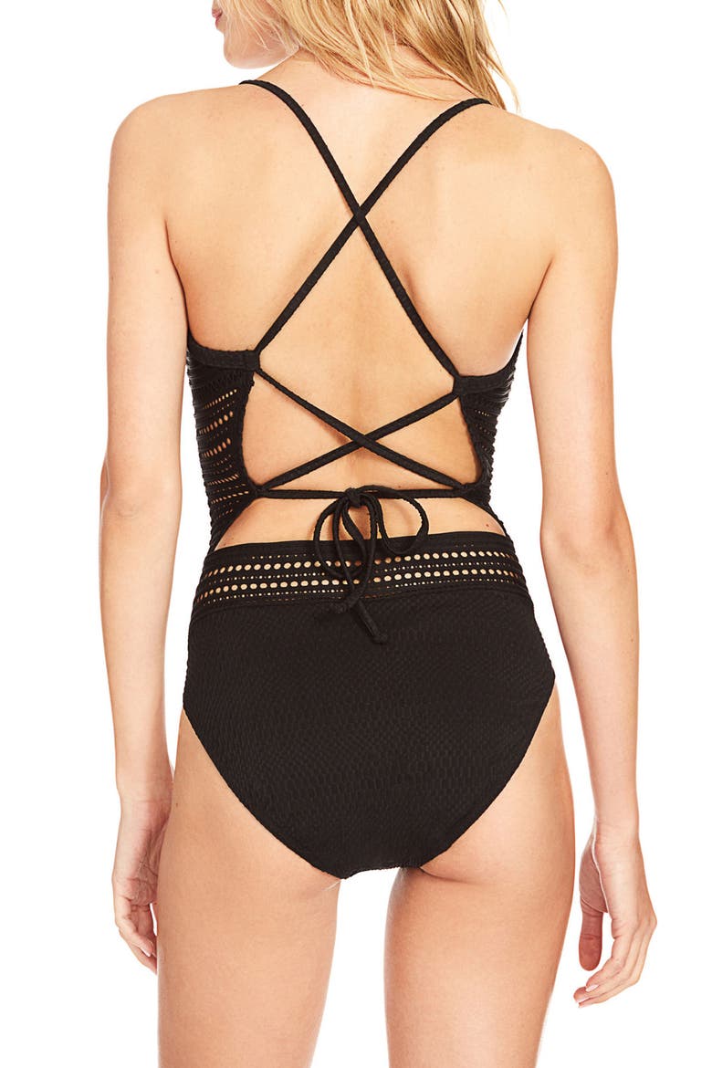 Perla Badeau One-Piece Swimsuit, Alternate, color, BLACK