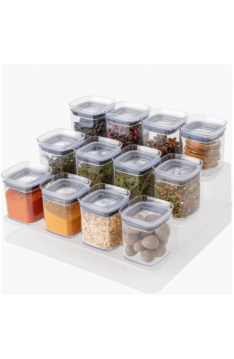 OU Clear Tiered Countertop Spice Organizer 13-Piece Set, Main, color, Clear