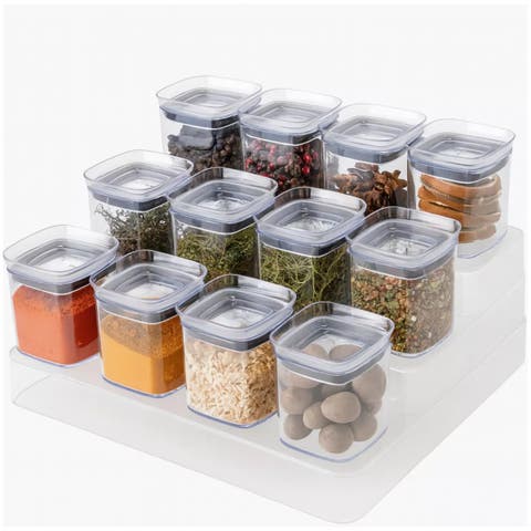 Clear Tiered Countertop Spice Organizer 13-Piece Set