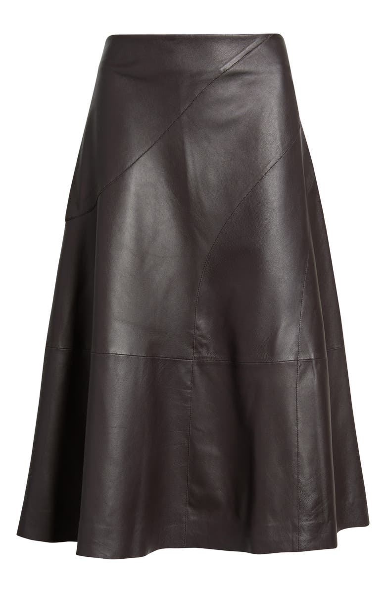 BOSS Sevani A-Line Leather Skirt, Alternate, color, Dark Carmine