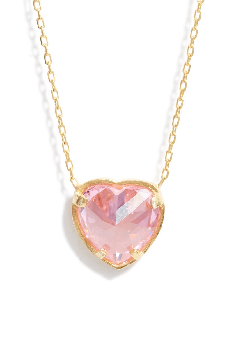 Heart Bezel Pendant Necklace, Main, color, GOLD/ LIGHT PINK