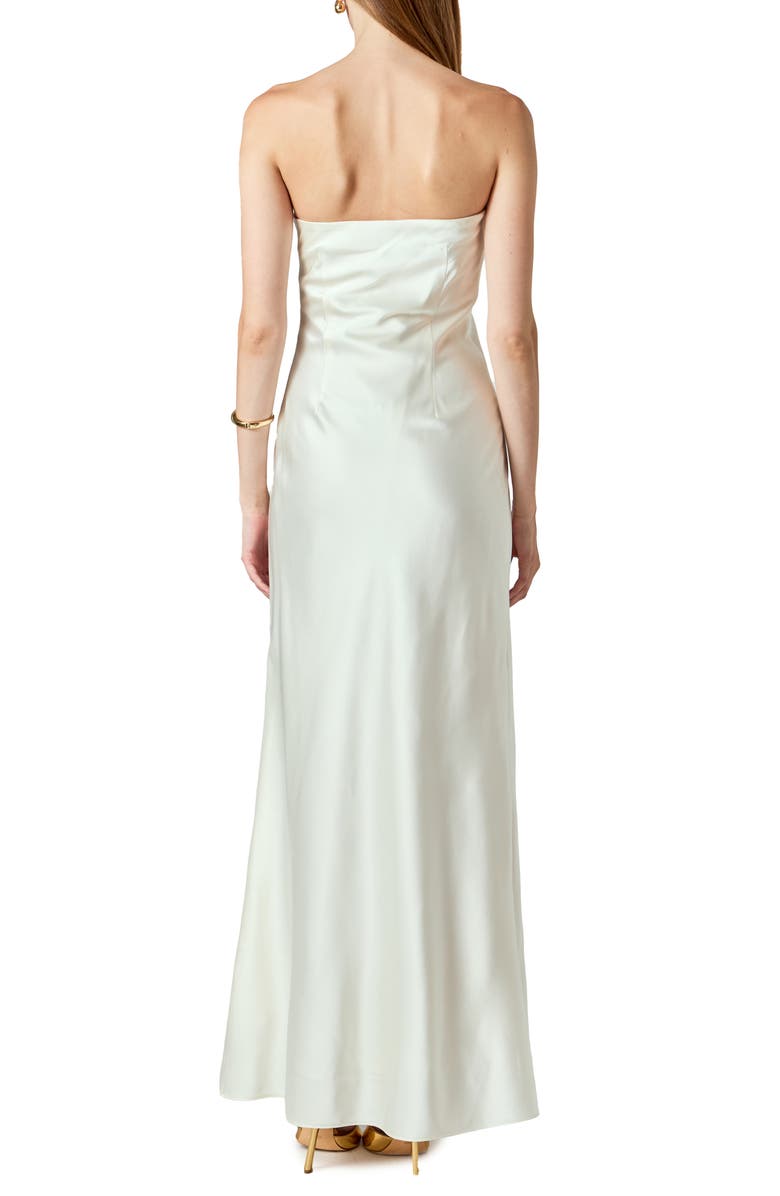 Endless Rose Strapless Satin Maxi Dress, Alternate, color, Ivory