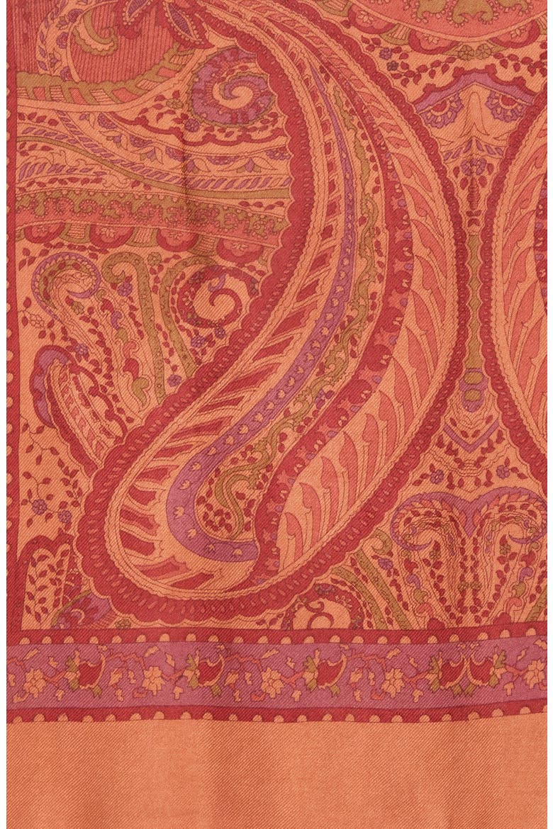 Paisley Print Scarf, Alternate, color, RUST