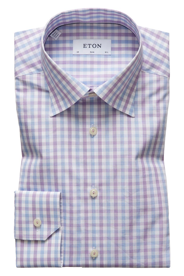 Slim Fit Check Dress Shirt, Alternate, color, BLUE/ PURPLE