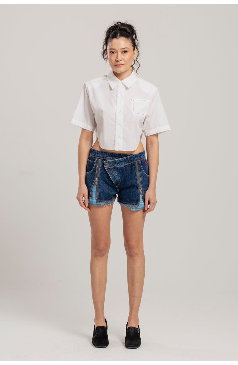 PCFG Pure Cotton Free Heaven Striped Crop Shirt, Alternate, color, White