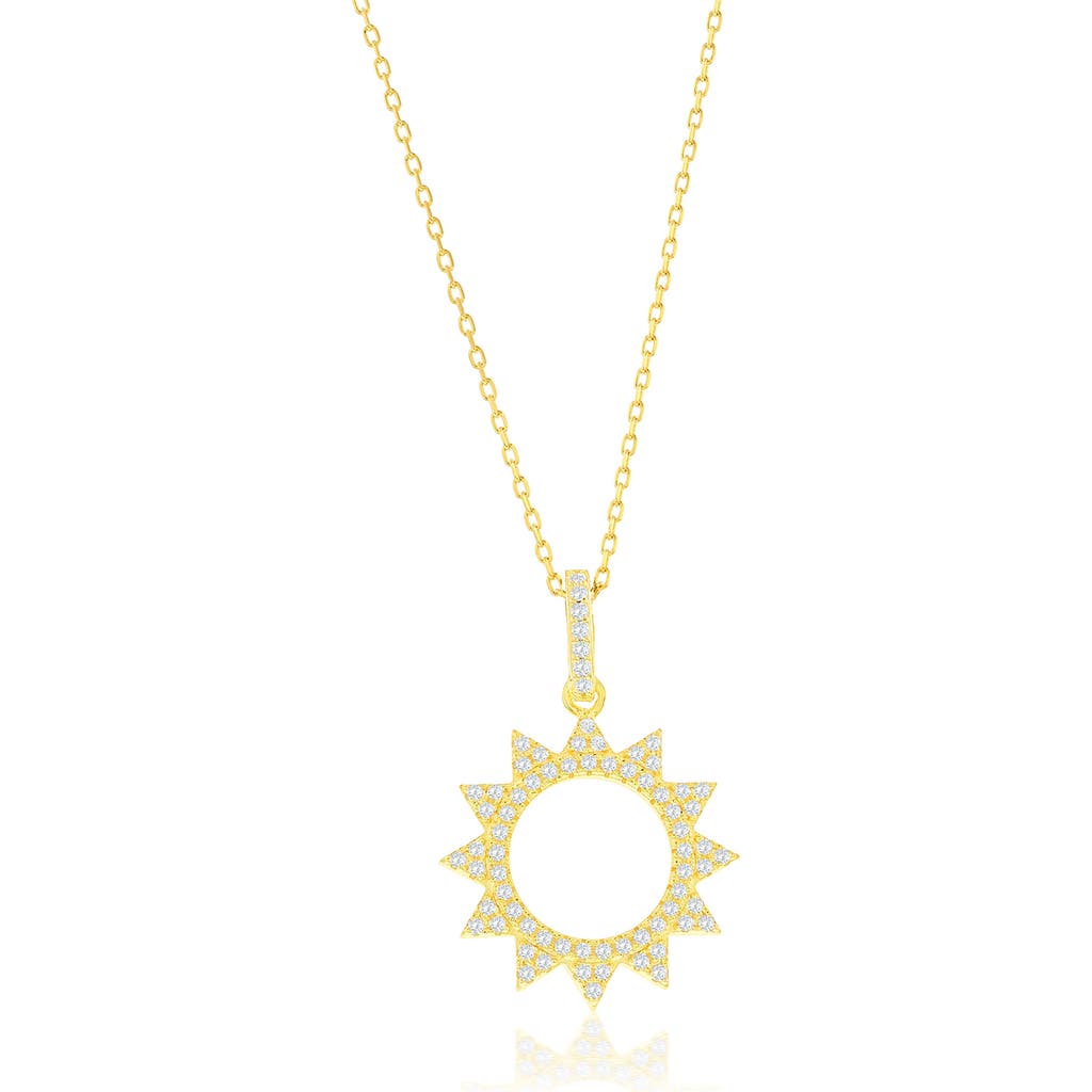 Suzy Levian Cubic Zirconia Sunburst Pendant Necklace